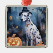 Halloween Dalmation met pompoenen eng Metalen Ornament (Voorkant)