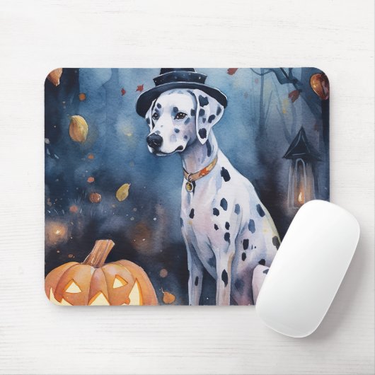Halloween Dalmation met pompoenen eng Muismat (Met muis)