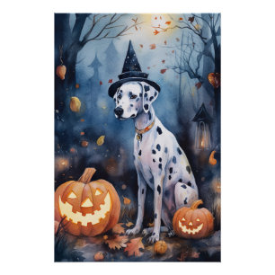 Halloween Dalmation met pompoenen eng Perfect Poster