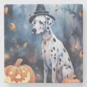 Halloween Dalmation met pompoenen eng Stenen Onderzetter (Voorkant)
