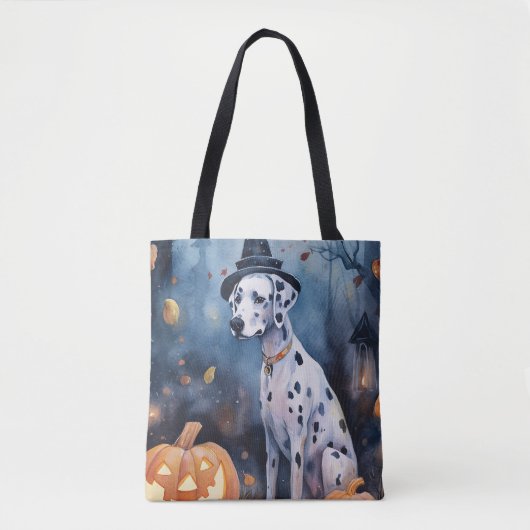 Halloween Dalmation met pompoenen eng Tote Bag (Voorkant)