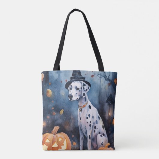 Halloween Dalmation met pompoenen eng Tote Bag (Achterkant)