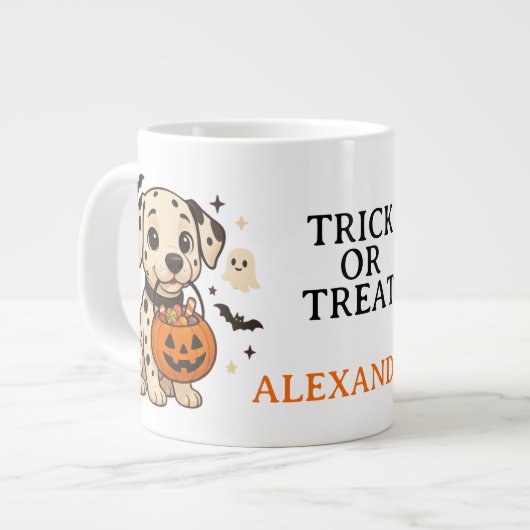 Halloween Dalmatische Hond Trick or treat Grote Koffiekop (Links)