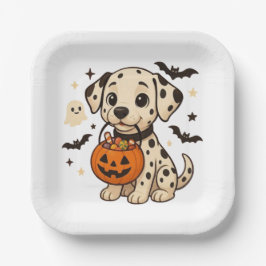 Halloween Dalmatische Hond Trick or treat Papieren Bordje