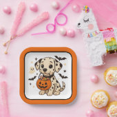 Halloween Dalmatische Hond Trick or treat Papieren Bordje (Feest)
