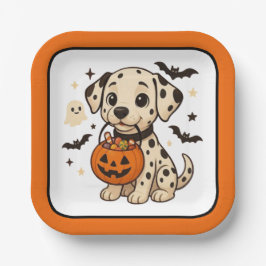 Halloween Dalmatische Hond Trick or treat Papieren Bordje