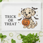 Halloween Dalmatische Hond Trick or treat Theedoek (Gevouwen)