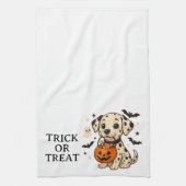 Halloween Dalmatische Hond Trick or treat Theedoek (Verticaal)