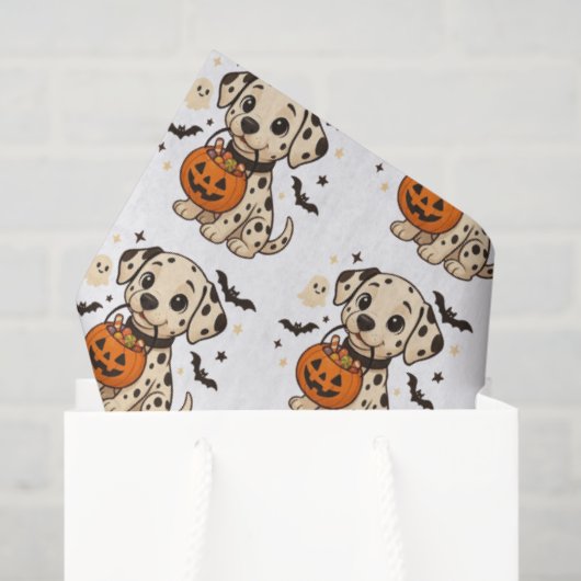 Halloween Dalmatische Hond Trick or treat Tissuepapier (Cadeauzakje)