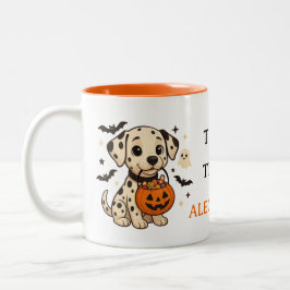Halloween Dalmatische Hond Trick or treat Tweekleurige Koffiemok