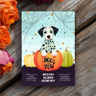 Halloween Dalmatische Pompoen Schattigee Hond Kost Kaart