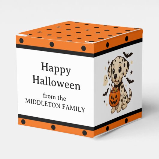 Halloween Dalmatische Trick or treat Bedankdoosjes (Voorkant Zijde)