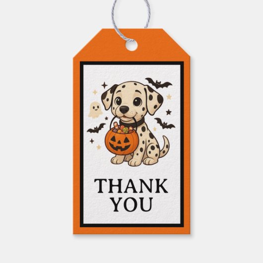 Halloween Dalmatische Trick or treat Cadeaulabel (Voorkant)