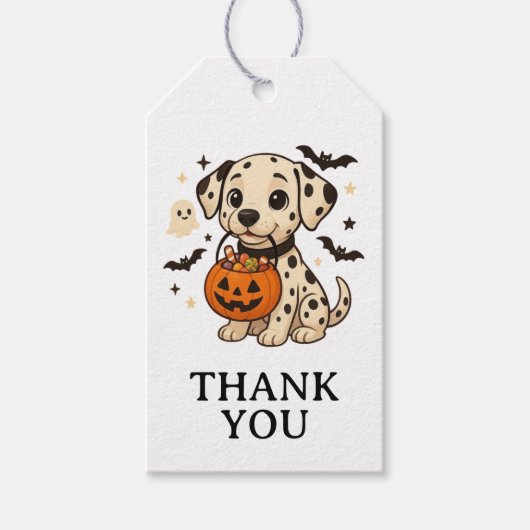 Halloween Dalmatische Trick or treat Cadeaulabel (Voorkant)