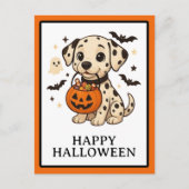 Halloween Dalmatische Trick or treat Feestdagenkaart (Voorkant)