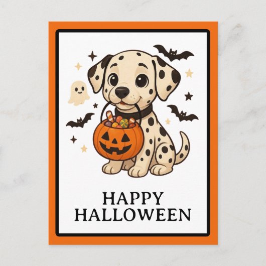 Halloween Dalmatische Trick or treat Feestdagenkaart (Voorkant)