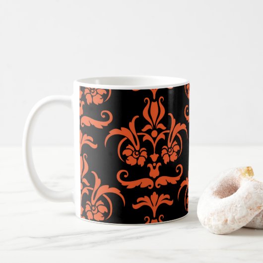 Halloween Damask 01 Coffee Mok (Met donut)