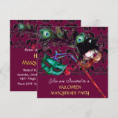 HALLOWEEN DAMASK MASQUERADE FEEST paars blauw Kaart (Voorkant / Achterkant)