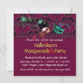 HALLOWEEN DAMASK MASQUERADE FEEST paars blauw Kaart (Achterkant)