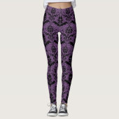 Halloween Damask Paars Leggings (Voorkant)