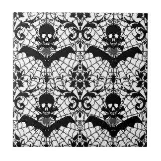 Halloween Damask Tegeltje