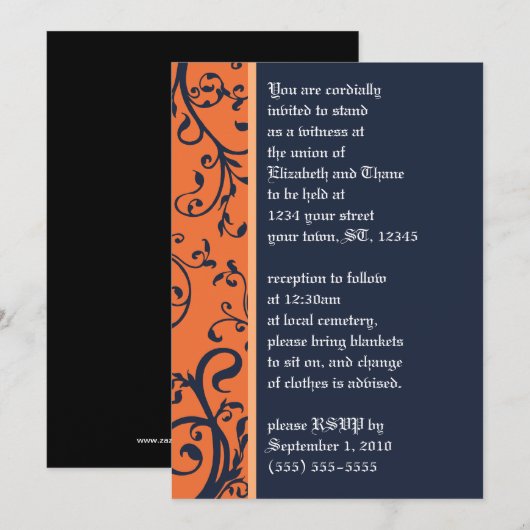 Halloween Damask Wedding Uitnodiging (Voorkant / Achterkant)