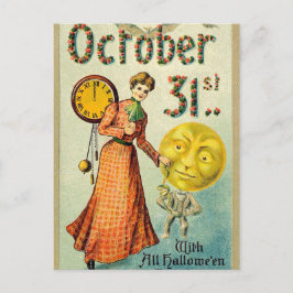  Halloween dame en pompoen man briefkaart