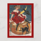 Halloween  dame in Red op Jack o' Lantern Briefkaart (Voorkant)