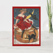 Halloween dame in Red op Jack o' Lantern Kaart (Voorkant)