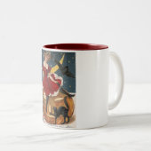 Halloween  dame in Red op Jack o' Lantern Tweekleurige Koffiemok (Voorkant rechts)