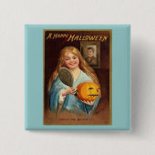 Halloween  dame met spiegel vierkante button 5,1 cm (Voorkant)