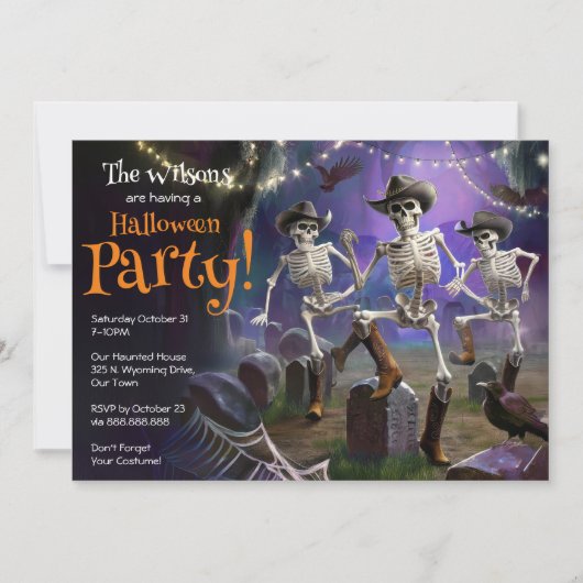 Halloween Dance Party, Line Dancing Skeletten Kaart (Voorkant)
