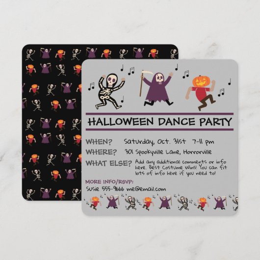Halloween Dance Party Uitnodiging (Voorkant / Achterkant)