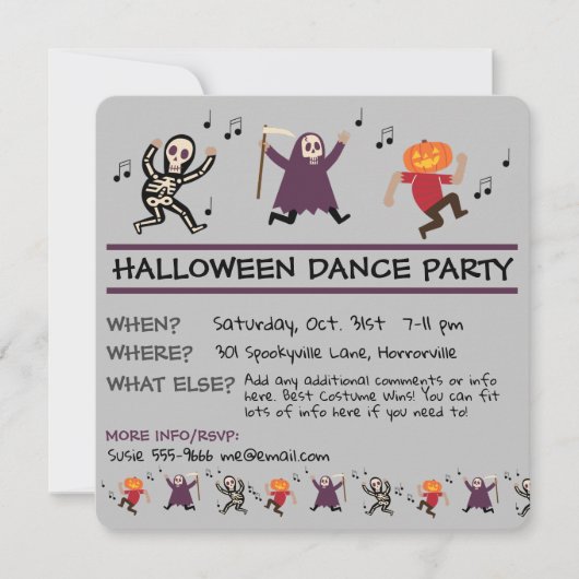 Halloween Dance Party Uitnodiging (Voorkant)