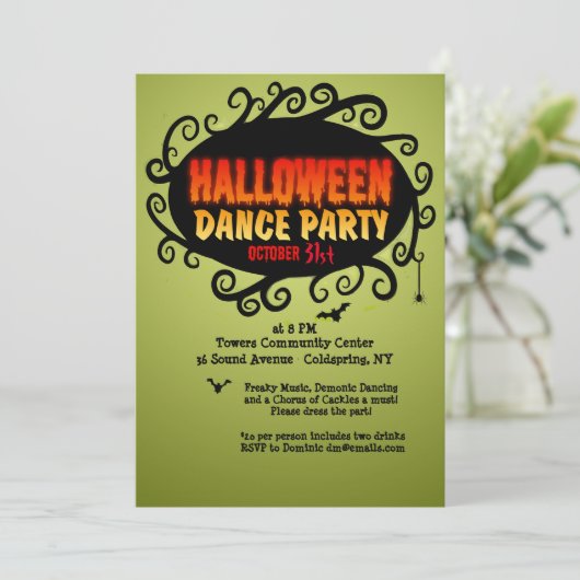 Halloween Dance Party Uitnodiging (Staand voorkant)