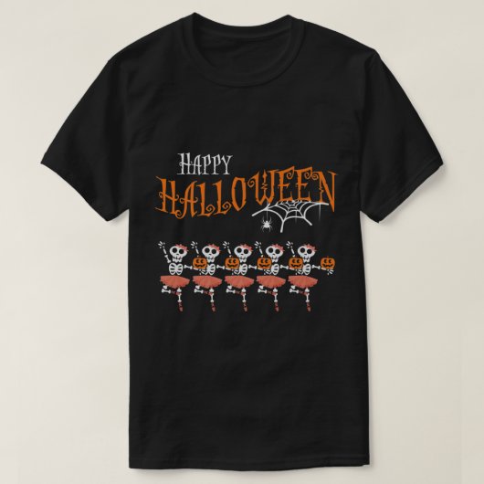 Halloween Dancing Ballet Skeleton Ballerina Costum T-shirt (Design voorkant)