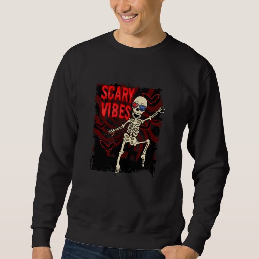 Halloween Dancing Schedel Enge Vibes Spooky Trui (Voorkant)