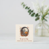  Halloween Dancing Skelet Occult Shop Vierkante Visitekaartje (Staand voorkant)