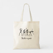 Halloween Dancing Skelet Pas Grappige Tekst aan Tote Bag (Achterkant)