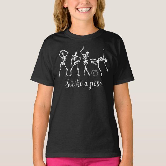Halloween Dancing Skelet Strike A Pose Grappig T-shirt (Voorkant)