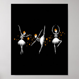 Halloween Dancing Skeleton Ballerina Ballet Vrouwe Poster