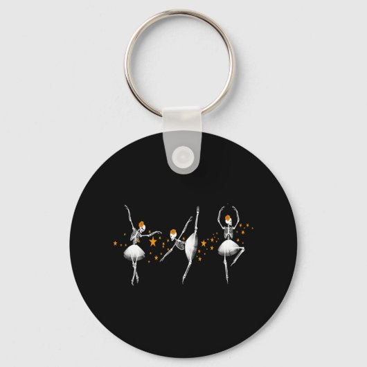 Halloween Dancing Skeleton Ballerina Ballet Vrouwe Sleutelhanger (Voorkant)