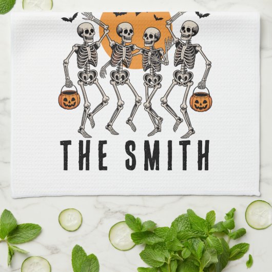 Halloween Dancing Skeleton Dance Pumpkin Theedoek (Gevouwen)