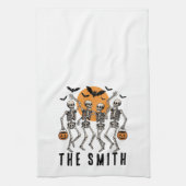 Halloween Dancing Skeleton Dance Pumpkin Theedoek (Verticaal)