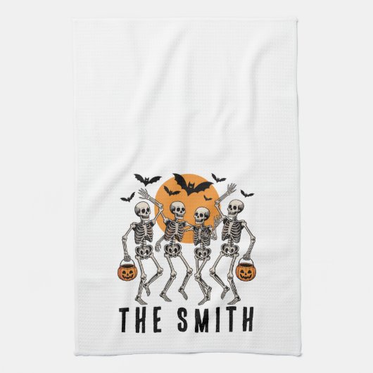 Halloween Dancing Skeleton Dance Pumpkin Theedoek (Verticaal)