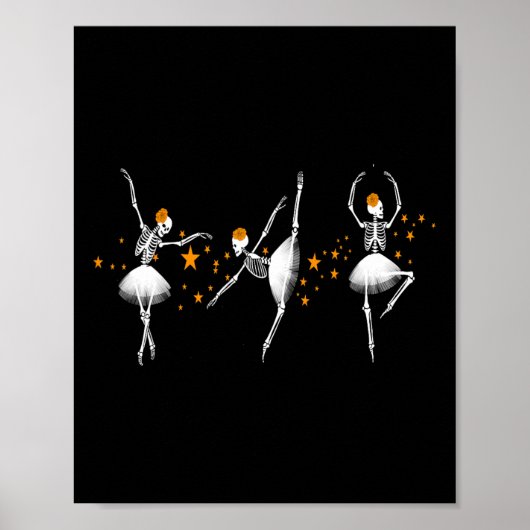 Halloween Dancing Skeleton Llerina Let Women Girl Poster (Voorkant)