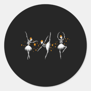 Halloween Dancing Skeleton Llerina Let Women Girl Ronde Sticker