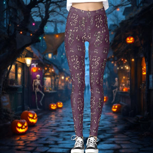 Halloween Dancing Skeleton Muzieknoten Leggings