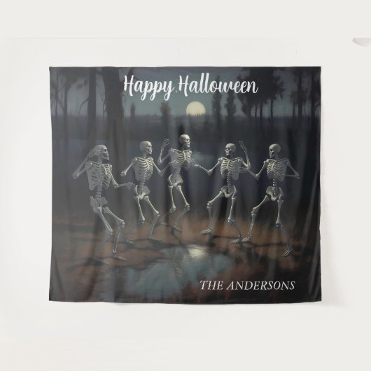 Halloween Dancing Skeletons Achtergrond Wandkleed (Voorkant (horizontaal))