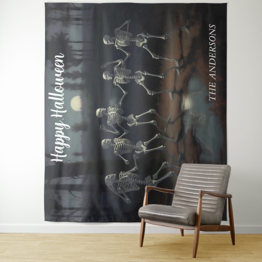 Halloween Dancing Skeletons Achtergrond Wandkleed (In situ)